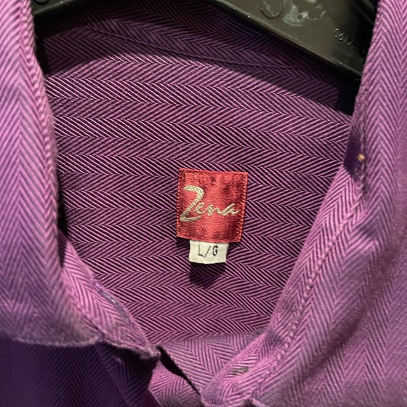 Beautiful 100% cotton, deep purple herringbone-textured blouse by Zena. - Picture 3 of 4